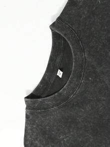 Men's Printed Pattern Washed T-Shirt - Casual Loose Summer T-Shirt With Star And Flame Design, Adult Brown 100% Pure Cotton Round Neck Shirt, Breathable T-Shirt | Avant-Garde Casual Wear | 100% Pure Cotton Printed T-Shirt - 黑色 - 查看 7