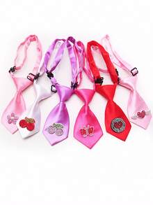 1PC Dopamine Red Silk Adjustable Tie, Suitable For Small And Medium-Sized Dogs And Cats, Mini Tie With Adjustable Size, Creative Fruit Heart Element, Exquisite And High-End Elegant Pet Beauty Decoration Accessories