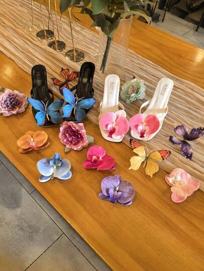 1 Pair Elegant Orchid Flower Shoe Clips, Suitable For Beach, Vacation, High Heels, Sandals, DIY Accessories