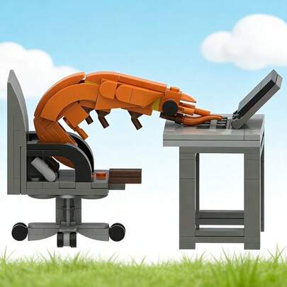 Funny Shrimp Assembly Set - Creative Animal Model Kit For Teens 14+, Humorous Shrimp Building Set, ABS Plastic, Unique Desktop Decor Gift, Imaginative Design, Functional Art, Creative Play | Imaginative Design | Durable Plastic, Shrimp Decor | Humorous Design | Functional Art, 310 Pieces