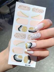 4片装全包甲油贴纸套装，闪亮法式美甲情人节自粘美甲贴条，适合女性和女孩DIY美甲装饰 - 彩色 - 查看 7
