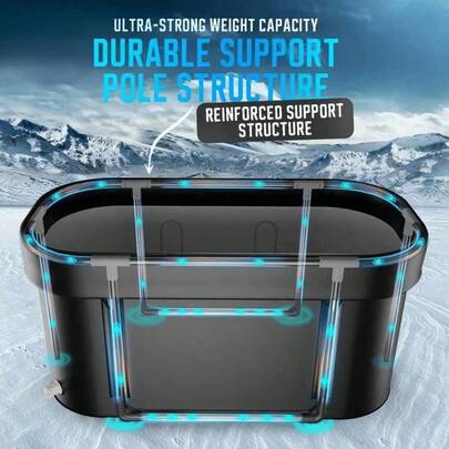 [Portable Ice Bath Tub] 1pc Oversized Portable Ice Bath Tub, 115X60Cm Outdoor Soaking Pool With Drainage, Foldable Soaking Bucket, Multi-Functional Ice Bath Tub With Both Hot And Cold Water Functions