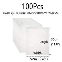 100个透明塑料服装包装袋，带哑光拉链，适用于清洁和运输T恤、衬衫、文件、毛巾、袜子、玩具、鞋子等物品，实用旅行袋，双层厚度0.069毫米（2.72密耳），50个/包，可重复密封和清洗的收纳袋 - 快速、轻便、多用途的衣物、T恤、裤子收纳袋，防水衣物整理袋，衣物收纳袋，衣物袋打包袋，旅行必备，旅行收纳袋 - 無色 - 查看 15