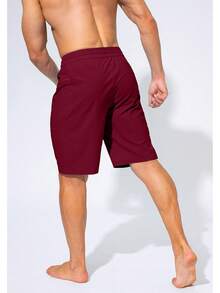 Men's Swim Trunks Quick Dry Board Shorts With Zipper Pockets Beach Shorts Bathing Suits Men - No Mesh Liner - 紅色 - 查看 3