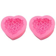 1 Stück Valentinstag Rose Blumen Silikonform, geeignet für Gips, duftende Kerzen, Seifenherstellung, Feiertags-Dekoration - Pink - Übersicht 8