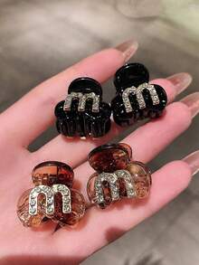 4/6pcs Mini Crystal Embellished Hair Clips, Practical & Stylish, Elegant & Versatile M-Shaped Hair Accessories - Multicolor - View 3