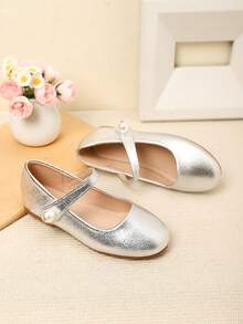 1 Pair Sweet Girls' Flat Children Shoes, Suitable For Spring/Summer - Silver - View 4