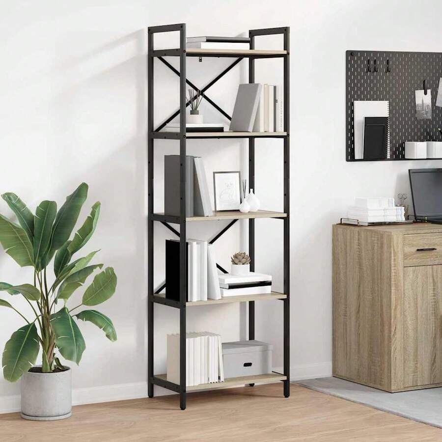 vidaXL Étagère Chêne Sonoma 56 x 34 x 171 cm Bois d'ingénierie - Tabac - Voir 1