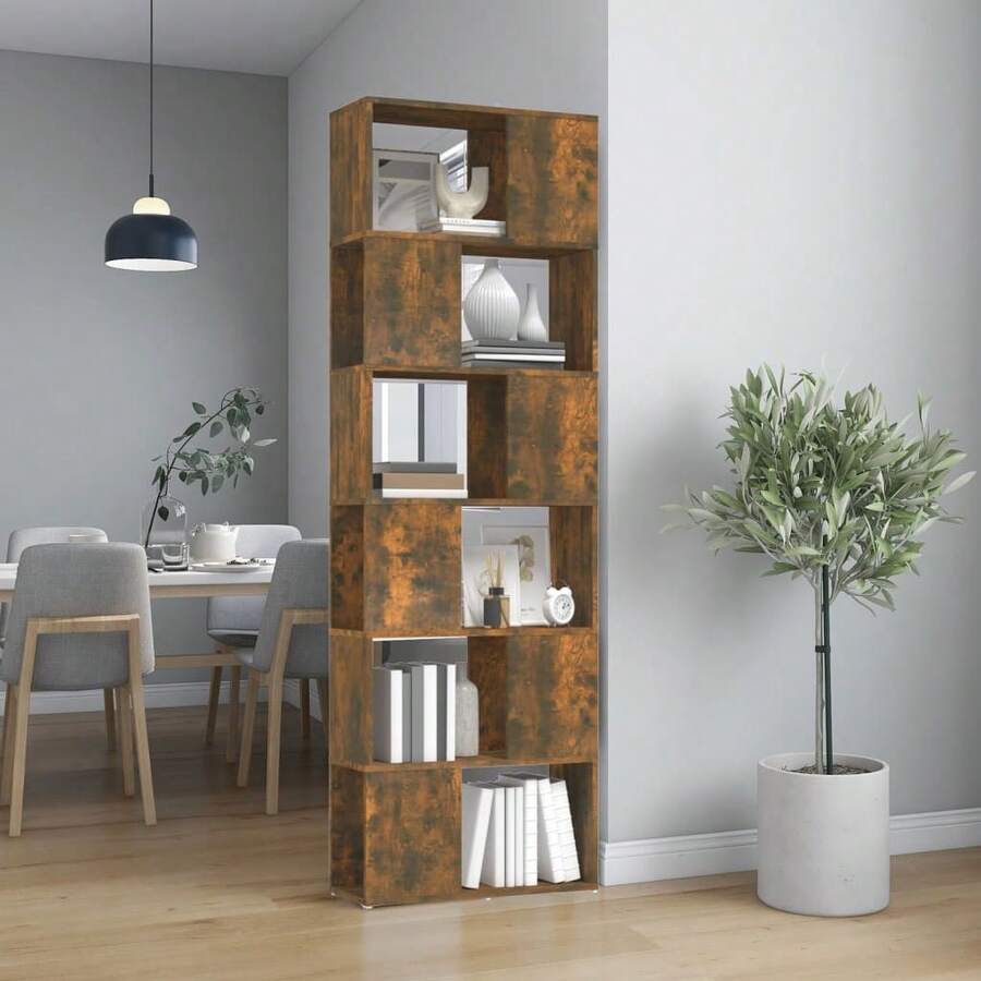 vidaXL Bibliothèque/Séparateur de pièce Chêne fumé 60x24x186 cm - Castano - Visualizzare 1