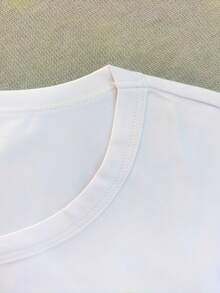 Boys' Elephant Pattern T-Shirt - Soft Elastic Fabric, Casual Crew Neck Shirt With Playful Elephant Print, Summer Essential For Kids, Elephant Shirt - White - View 3