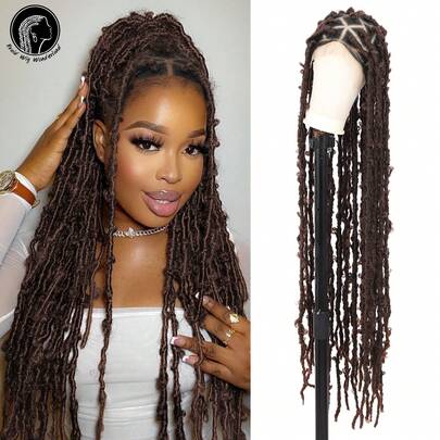 Peluca trenzada con encaje frontal de doble capa con cabello de bebé, peluca trenzada extra larga de 47 pulgadas, peluca trenzada con encaje frontal de mariposa