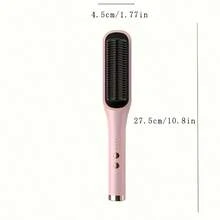 5 Heat Settings Hair Straightening Brush, 30s Quick Heating, Dual Voltage, Anti-Scald Auto Shut Off, Home Styling Tool, Available In Pink, Black, Purple, Dark Green - View 3