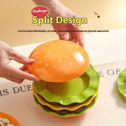 Hamburger Shape Stacking Bowl And Plate Set - 7-Piece High-Value Tableware Party Household Plate Set Condiment Plate Spit Bone Plate