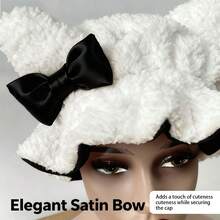 Black Kitty Teddy Bonnet - Adjustable, Comfortable, Stylish, Daily Hair Care And Protection With Satin Lining & Cute Ears - Blacktaidi - View 3