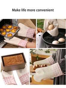 2pcs Heat Resistant Microwave Oven Gloves, Heatproof Kitchen Baking Gloves, High Temperature Silicone Oven Mitts - Home Kitchen - Multicolor - View 5