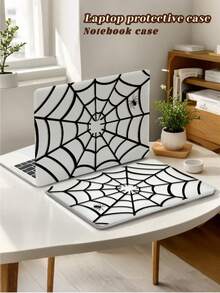 1 Piece, Black With Cool Spider Web Pattern | Frosted Acrylic Ultra-Thin Laptop Case | Compatible With Air13 2025/Pro16 M3 M2 | Fingerprint-Resistant, Shockproof, And Heat-Dissipating 3-In-1 | An Essential Protective Case For Office And Study