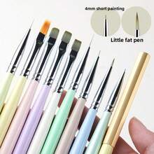 日式美甲笔套装 短款美甲笔 勾线笔 扫笔 凝胶美甲笔 美甲工具笔 - 彩色 - 查看 4
