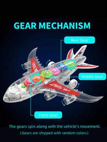 Combination Inertial Push-Pull Toy, Rotating Sound & Light Toy, Musical Toy, Transparent Gear Car, Children's Toy Car, Electric Musical Light, Universal Driving Car