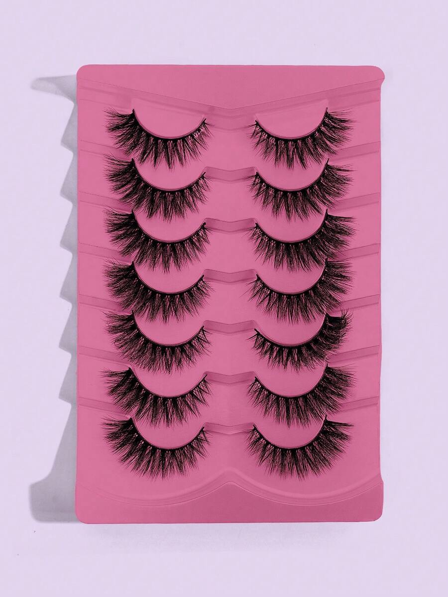 MAANGE 7对CC卷翘猫眼自然交叉全效假睫毛，浓密卷翘，适合派对、卡通风格、混合风格，旅行必备，适合日常妆容、美妆博主妆容，假睫毛，睫毛，假睫毛，独立包装，方便旅行、度假和约会。