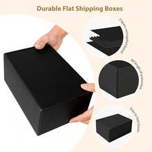 9x6x4 Inches Shipping Boxes Set Of 25, Small Corrugated Cardboard Box, Literature Mailer, Gift Boxes (Black, 9x6x4) - Black - 查看 5