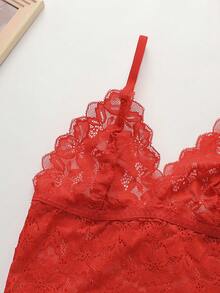 2 Sets Of 4pcs European & American Style Lace Deep V-Neck Camisole Set, Detachable Lining, Wireless - Multicolor - View 4