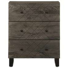 vidaXL Buffet noir 60x33x75 cm bois massif de manguier - Preto - Ver 3