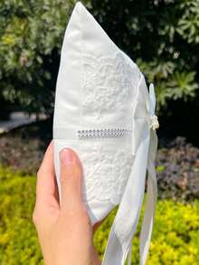 大型蝴蝶结花童篮及戒指枕花卉刺绣婚礼礼物托盘装饰乡村风戒指展示架(不含戒指) - 彩色 - 查看 11