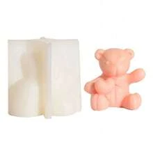 Wax Product Mold 3D Cute Teddy Bear ( Scarf & "Heart) Shape Silicone Wax Mold - DIY Scented Candle Craft Tool For Valentine's Day, Christmas, Anniversary & Easter Romantic Home Decor & Sweet Handmade Gifts - Waving Heart Bear Mold - View 9