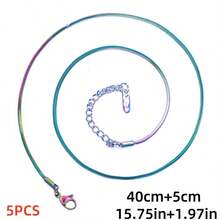 5pcs/Pack Elegant Luxury Fashion Multi-Length Lobster Clasp 1.5mm Flat Snake Chain Necklace, 304 Stainless Steel High Quality Vacuum Plating, DIY Jewelry Supplies, Suitable For Pendant Accessories, Jewelry Making, Valentine's Day, Mixed Colors & Sizes - 5pcs - View 18