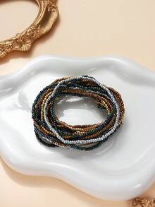 20pcs/Set Girls' Bohemian Style Colorful Beaded Stacking Bracelets - Black - View 3