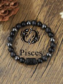 12 Zodiac Signs Natural Volcanic Stone Black Vintage Bracelet, Handmade Couple Bracelet Wholesale - Bracelet - View 20