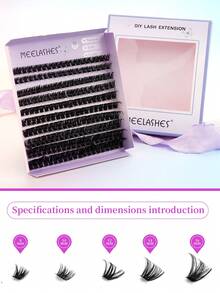 80D 8-16mm Fluffy Mink Lashes, Densely Natural Curled, Self-Adhesive False Eyelashes - Black - View 4