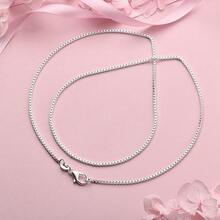 925纯银16-24英寸1毫米盒式链项链，时尚魅力首饰，女士礼物 - 銀色2 - 查看 2