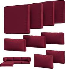 Tounosnt 9Pcs Outdoor Chair Cushions Covers Waterproof Anti-Fading For 5 Pack Patio Set Cushion Slipcovers, Outdoor Furniture Cover Replacement, Covers Only, Burgundy - ColorC - 查看 1