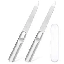 不锈钢指甲锉，双面金属指甲锉，女士专用，适合自然指甲的修甲和足疗 - 銀色 - 查看 8