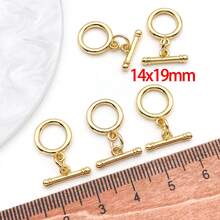 2pcs Real 18K Gold Plated OT Toggle Clasp Toggle Jewelry Clasps Oval Rings T Bar Links For Jewelry Making Supplies DIY Necklace Bracelet Crafts Women - Gold - View 8