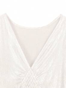 2026春夏新款优雅摩洛哥长袍连衣裙，V领长蝙蝠袖宽松版型，适合海滩度假、晚宴派对、泳装、罩衫等场合穿着。 - 白色 - 查看 4