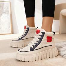 2025 Winter Fashion New For WomenSnow Boots, Plush Cute Plush Thick Bottom Lace-Up For Women Snow Boots,Ankle Boots.Women's Short Plush Lined Snow Boots - Anti-Slip & Perfect For Outdoor Winter Boots For Women - 藍色 - 查看 2