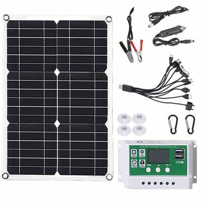 20W Dual USB Solar Panel, High-Efficiency Fast Charging, Outdoor Travel & Camping Phone & Tablet Charging Pad, Portable Folding Outdoor Power Supply - 1-2 Pack