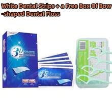 1 Pack Portable White Teeth Whitening Strips + 1 Box Dental Floss, Teeth Cleaning For Travel, Outdoor Camping, Oral Hygiene Care, Elastic Teeth Whitening Strips - Multicolor - View 9