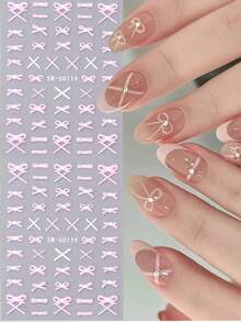 2 miếng dán móng tay hình nơ hồng dễ thương dập nổi 5D chủ đề Valentine, họa tiết nơ ruy băng, tự dính, dùng để trang trí móng tay, phụ kiện làm móng cho ngày Valentine. - Nhiều màu - Xem 2