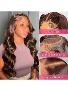 40 Inch 200% Density Wear And Go Glueless Wigs Human Hair Pre Plucked Pre Cut Brown 13x4 HD Lace Wigs Body Wave Lace Front Wigs Human Hair For Women 200% Density - S4 - 查看 5