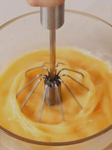 1个简易手动打蛋器，不锈钢材质，半自动按压旋转式，适用于家庭厨房，可用于搅拌鸡蛋、牛奶、面团等。 - 彩色 - 查看 4