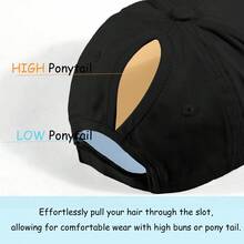 1pc Plain Solid Color Ponytail Baseball Cap For Women, Fashion Sports Visor Hat For Outdoor Sun Protection
