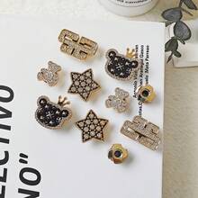 10pcs DIY Shoe Decoration Charms - Shiny Bears, Stars, Geometric Patterns, Non-Metal Lightweight Material, Y2K Fashion Versatile Cute Unisex, Suitable For EVA Beach Shoes, Slippers, Detachable Shoe Decor, Holiday Gift - Multicolor - View 7