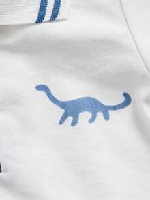 4件套夏季新款男婴恐龙印花Polo衫和休闲短裤套装 - 水鴨藍 - 查看 5