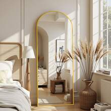 Full Length Mirror, 57"X19" Arch Floor Mirror, Floor Standing Mirror Freestanding Arch Full Body Mirror With Stand For Bedroom, Hanging Mounted Mirror For Living Room Cloakroom Home Decor Back To School Room Decor School Supplies - Vàng - Xem 2