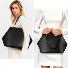 Large Women's Kiss Lock Bag PU Medium Top Handle Handbags Kiss Clasp Shoulder Bags Tote Purse Messenger Clutch - 黑色 - 查看 2