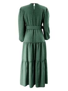 New Fashion Lace-Up Long Sleeve Dress For Women, Elegant Casual Daily Wear Ramadan Dress, Ramadan Dress, New Year Dress, Spring/Summer Dress - Green - View 3