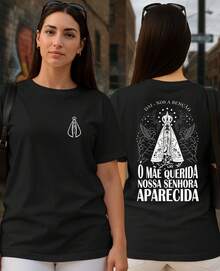 Religious T-Shirt Our Lady Of Aparecida Virgin Mary Mother Patron Saint Catholic Immaculate - 黑色 - 查看 2